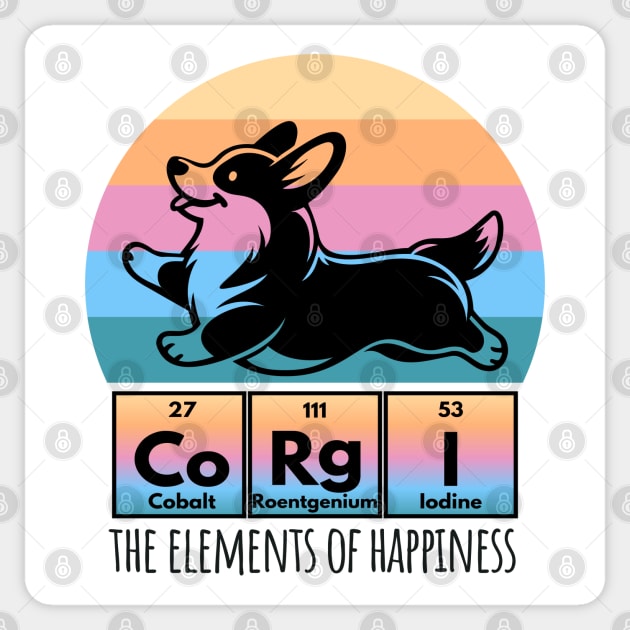 Fun Corgi Happiness Periodic Table of Elements Sunset design Sticker by Luxinda